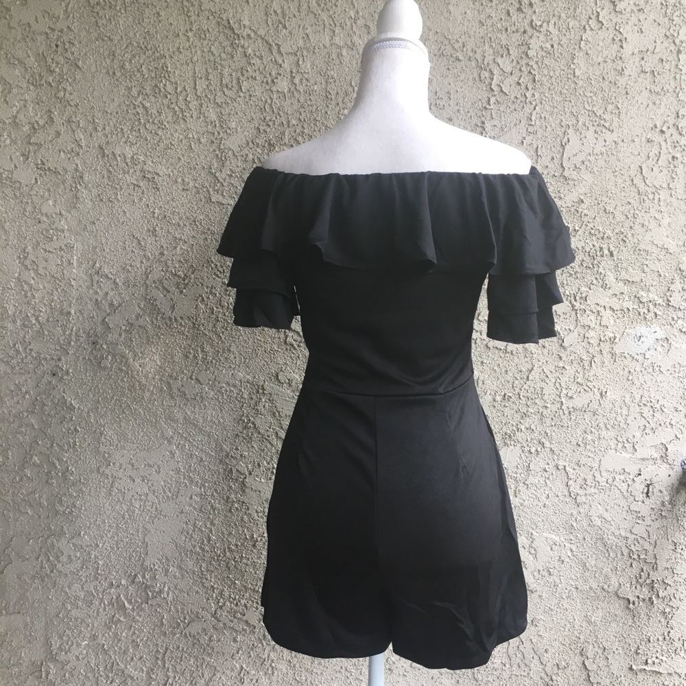 Black Ruffled Spring Romper - Picture 5 of 6